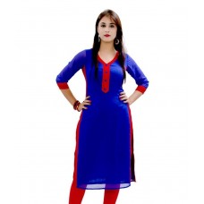 Varibha Women's Cotton Kurti (IOKU00002AAA_Blue_Free Size Altrable Till 42 or XL)